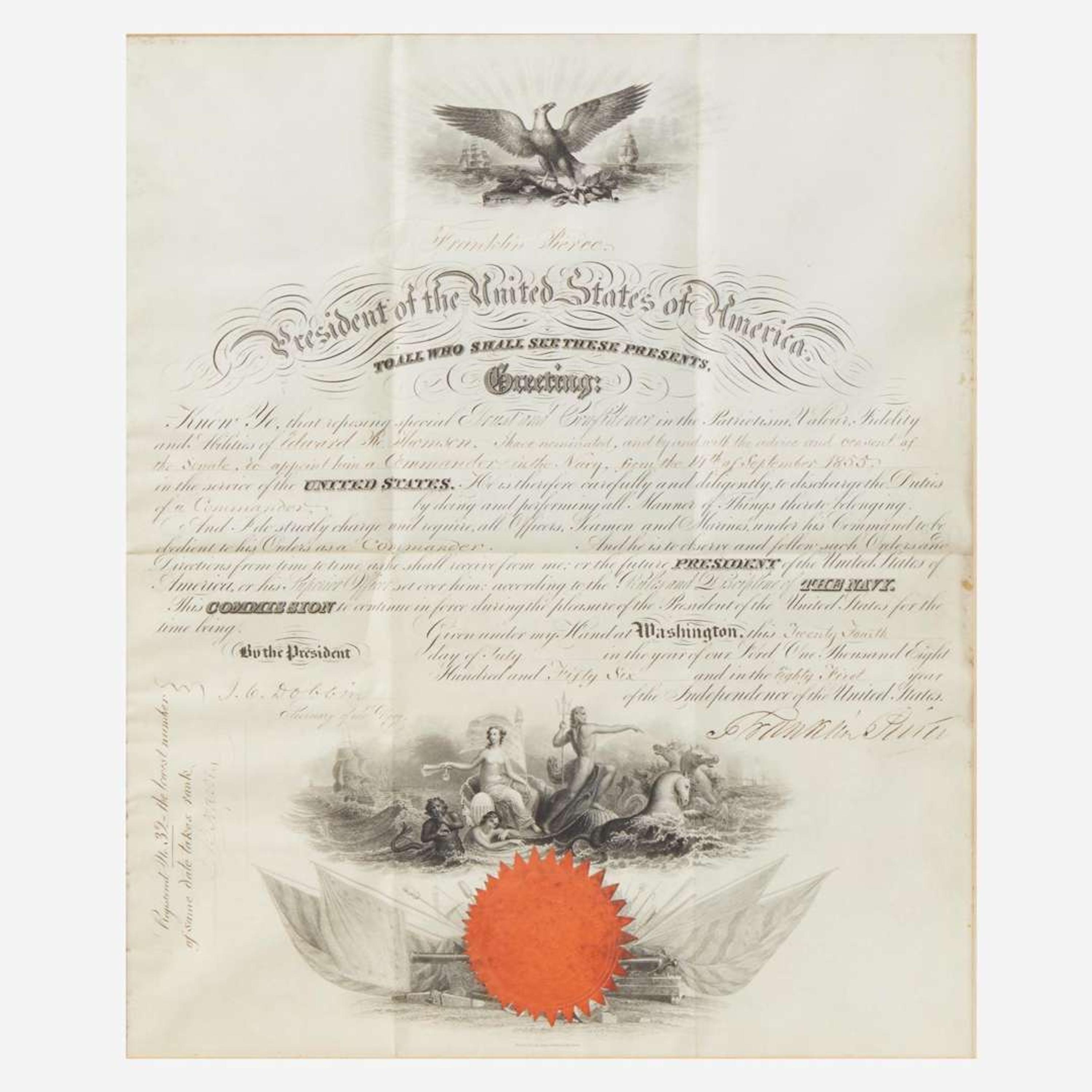 [Presidential] Pierce, Franklin Signed Military Commission
