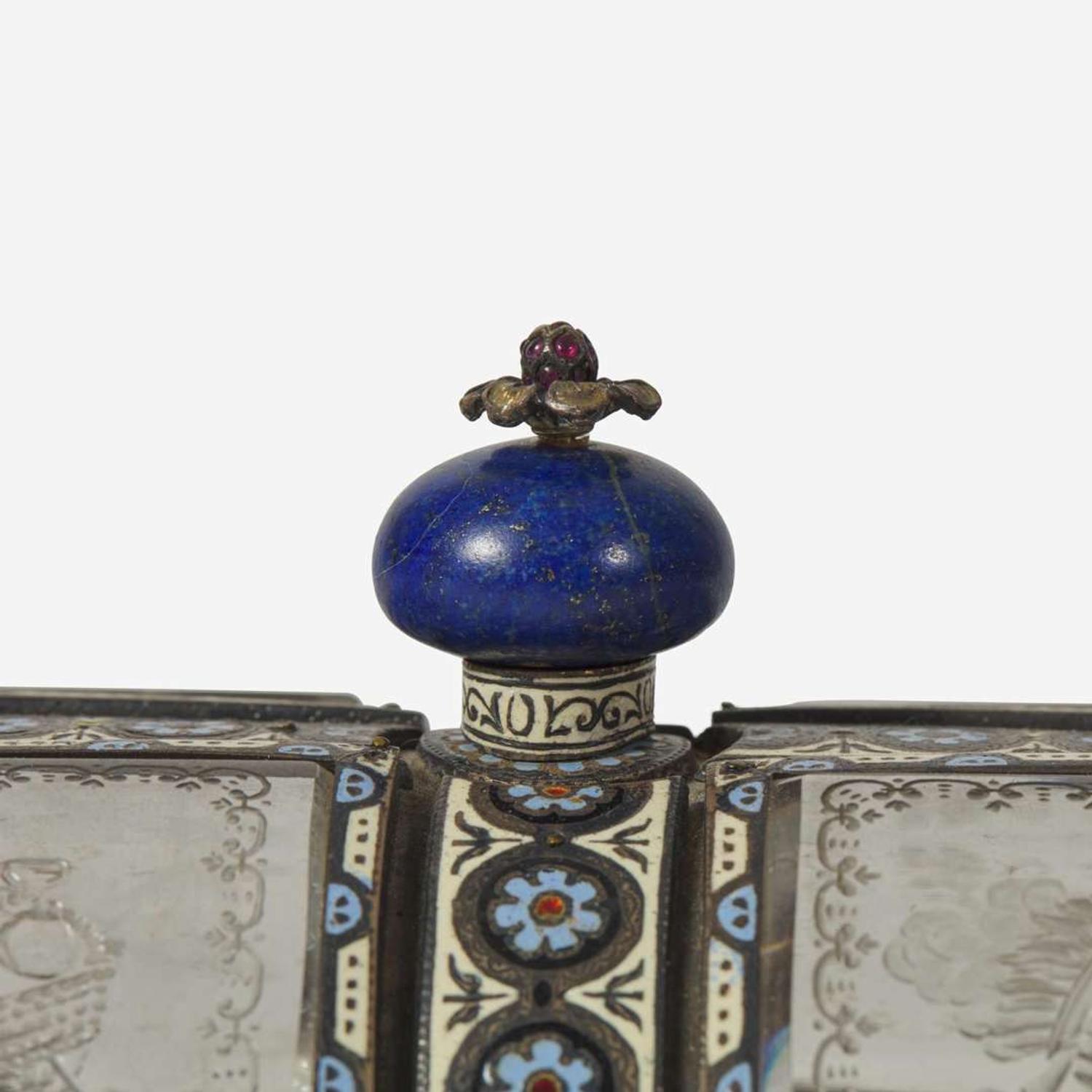 A Viennese cut-glass, silver, and cloisonné enamel coffer late 19th / early 20th century