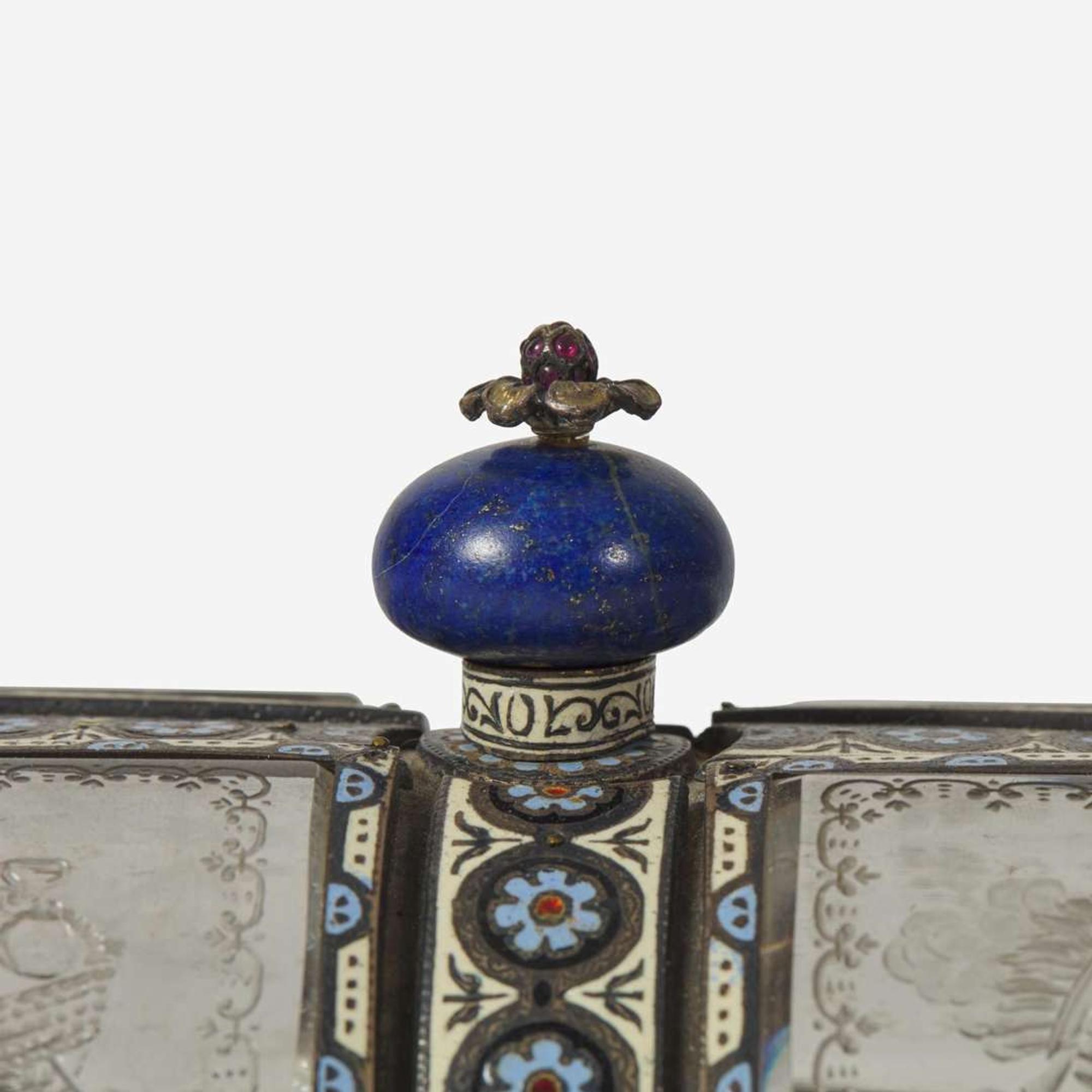 A Viennese cut-glass, silver, and cloisonné enamel coffer late 19th / early 20th century