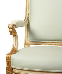 A Pair of Swedish Neoclassical Style Painted and Parcel-Gilt Armchairs — 19TH CENTURY