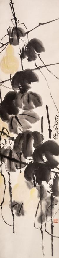 Attributed to Qi Baishi, (Chinese, 1864-1957), Camellieas, Gourds, Lotus and Mandarin Ducks