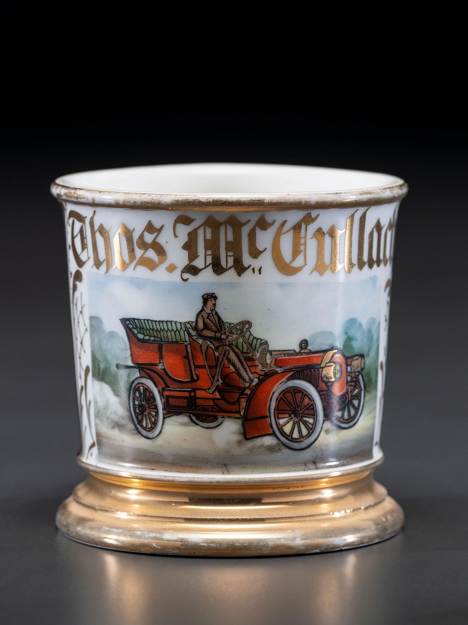 An Open Touring Car Porcelain Shaving Mug