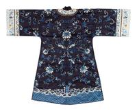 Two Black Ground Embroidered Silk Lady's Robes