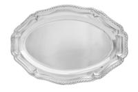 A German Silver Serving Tray, Lazarus Pozen, Frankfurt am Main, Late 19th/Early 20th Century, of oval form with a lobed edge and a fest