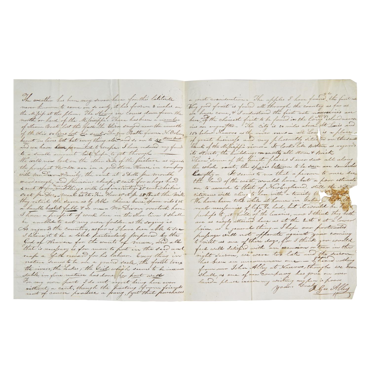 [Mormonism] A Unique Contemporary Manuscript Account of Joseph Smith's Final Words to His Followers, the Day Before his Violent Death, on the Interior of a Postal Cover