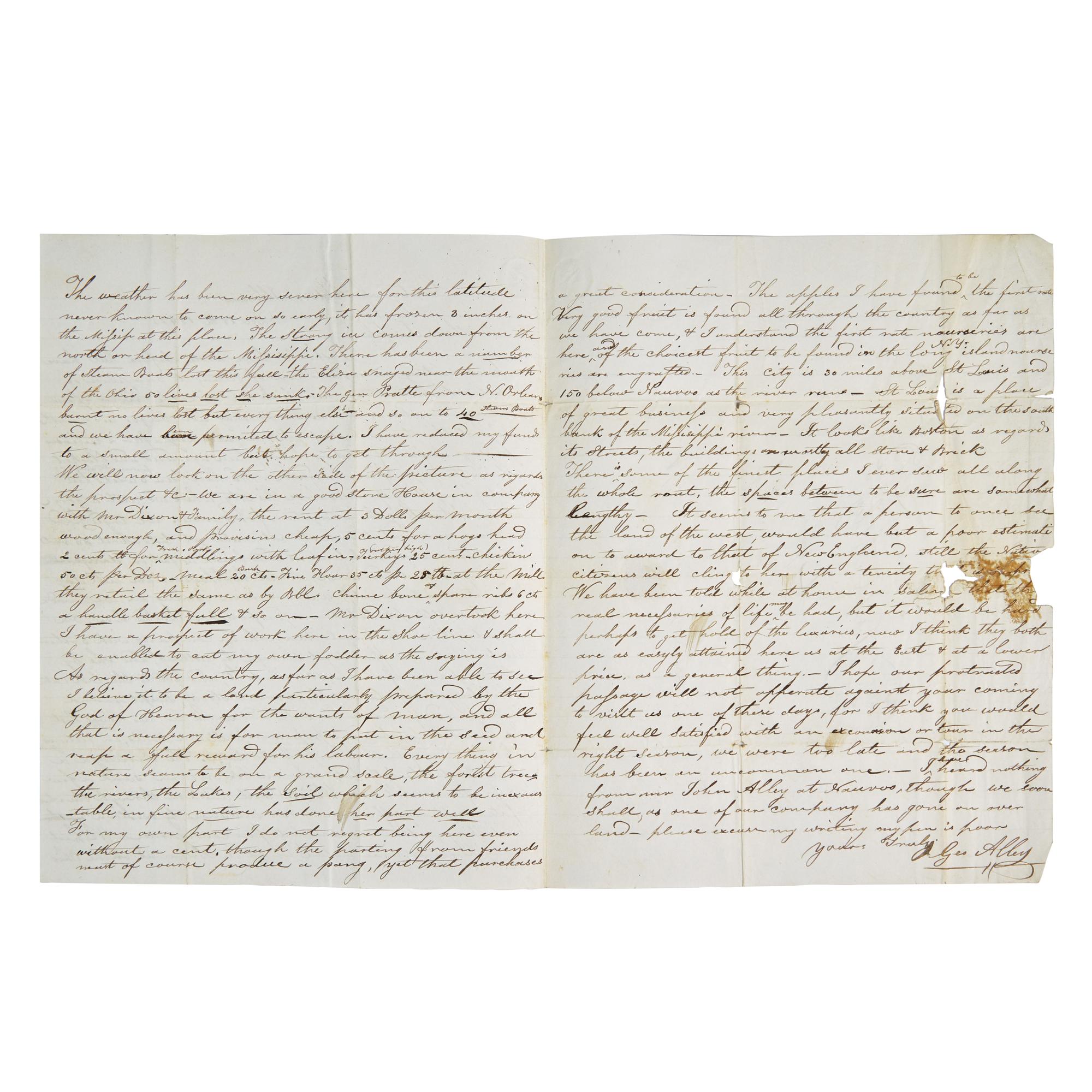 [Mormonism] A Unique Contemporary Manuscript Account of Joseph Smith's Final Words to His Followers, the Day Before his Violent Death, on the Interior of a Postal Cover
