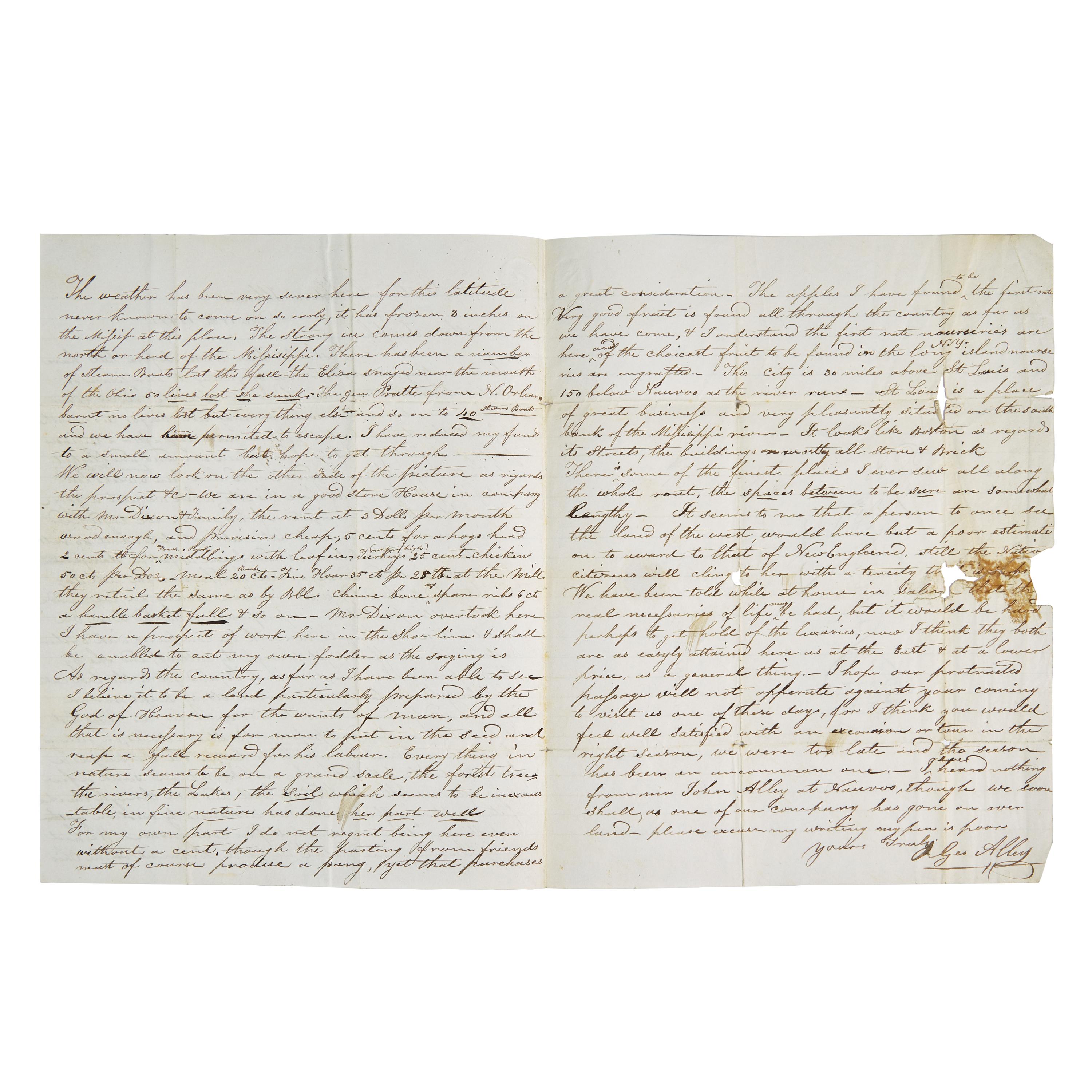 [Mormonism] A Unique Contemporary Manuscript Account of Joseph Smith's Final Words to His Followers, the Day Before his Violent Death, on the Interior of a Postal Cover