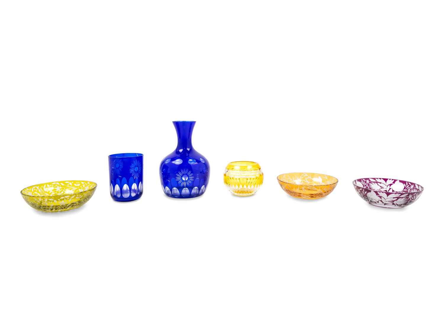 A Group of Six Cut to Clear Glass Articles — FIRST HALF 20TH CENTURY AND LATER