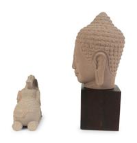 Two Southeast Asian Carved Sandstone Figures — 20TH CENTURY