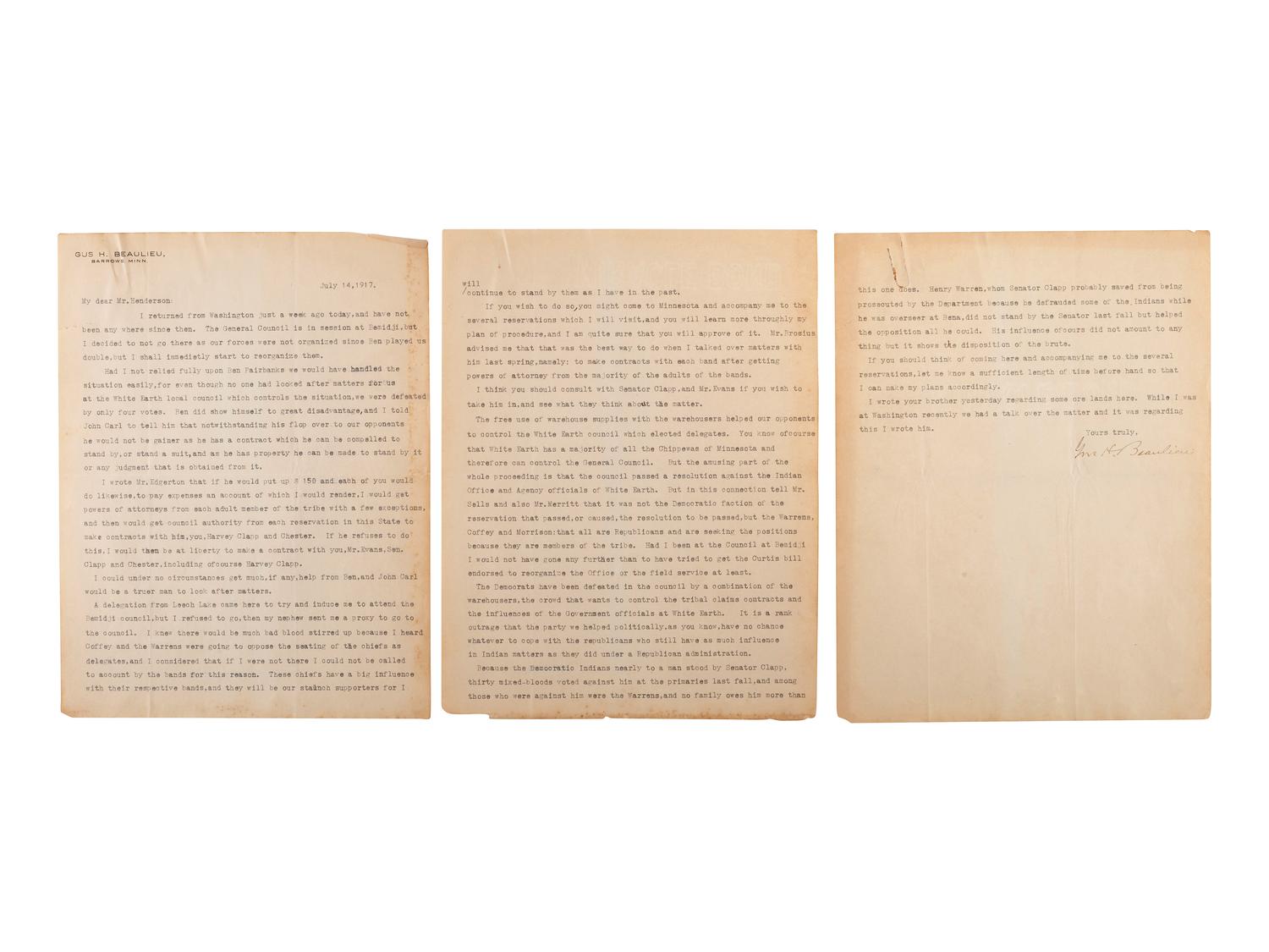 [NATIVE AMERICANS]. A collection of documents involving the Chippewa and Yankton Indians.