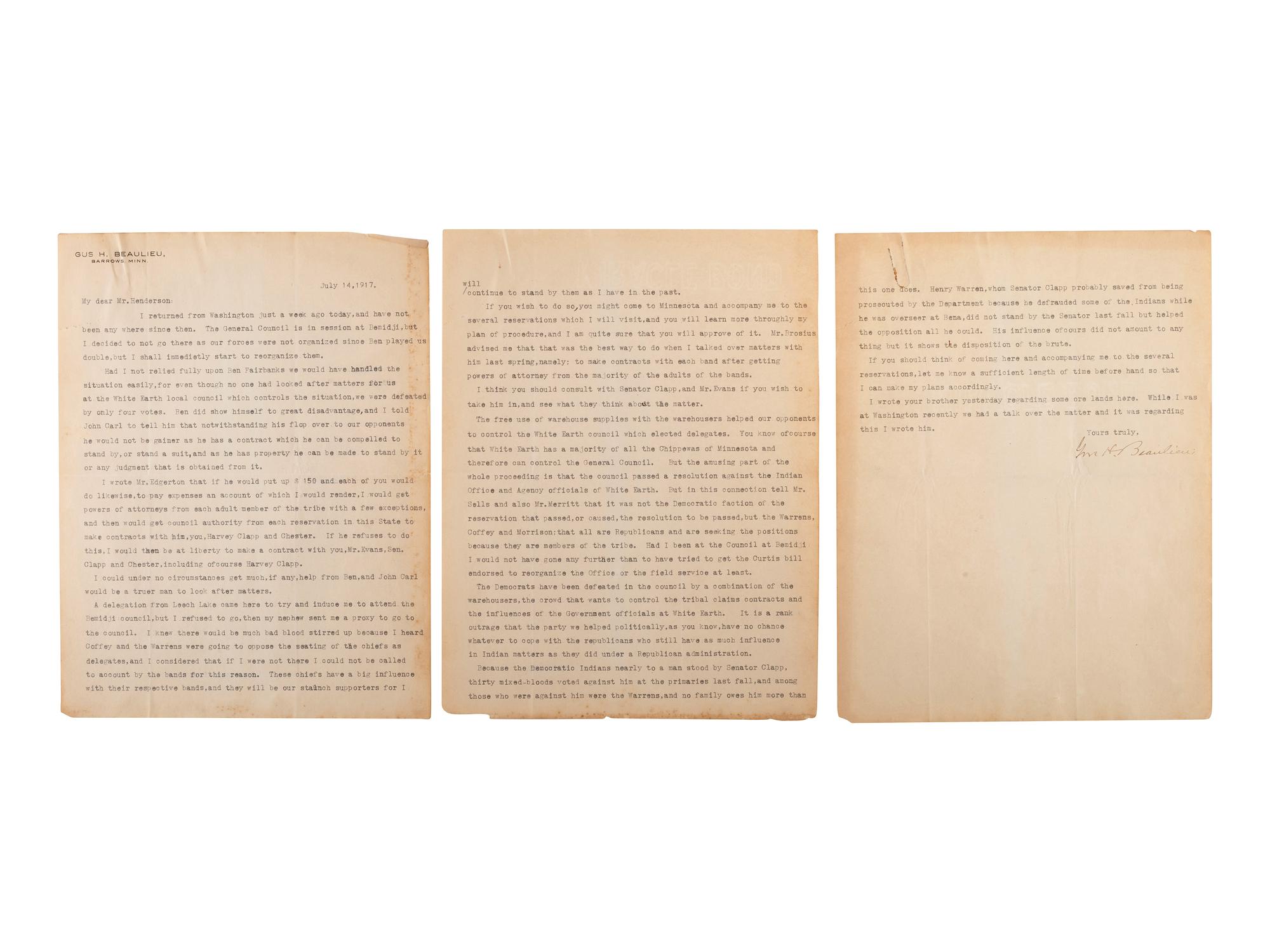 [NATIVE AMERICANS]. A collection of documents involving the Chippewa and Yankton Indians.