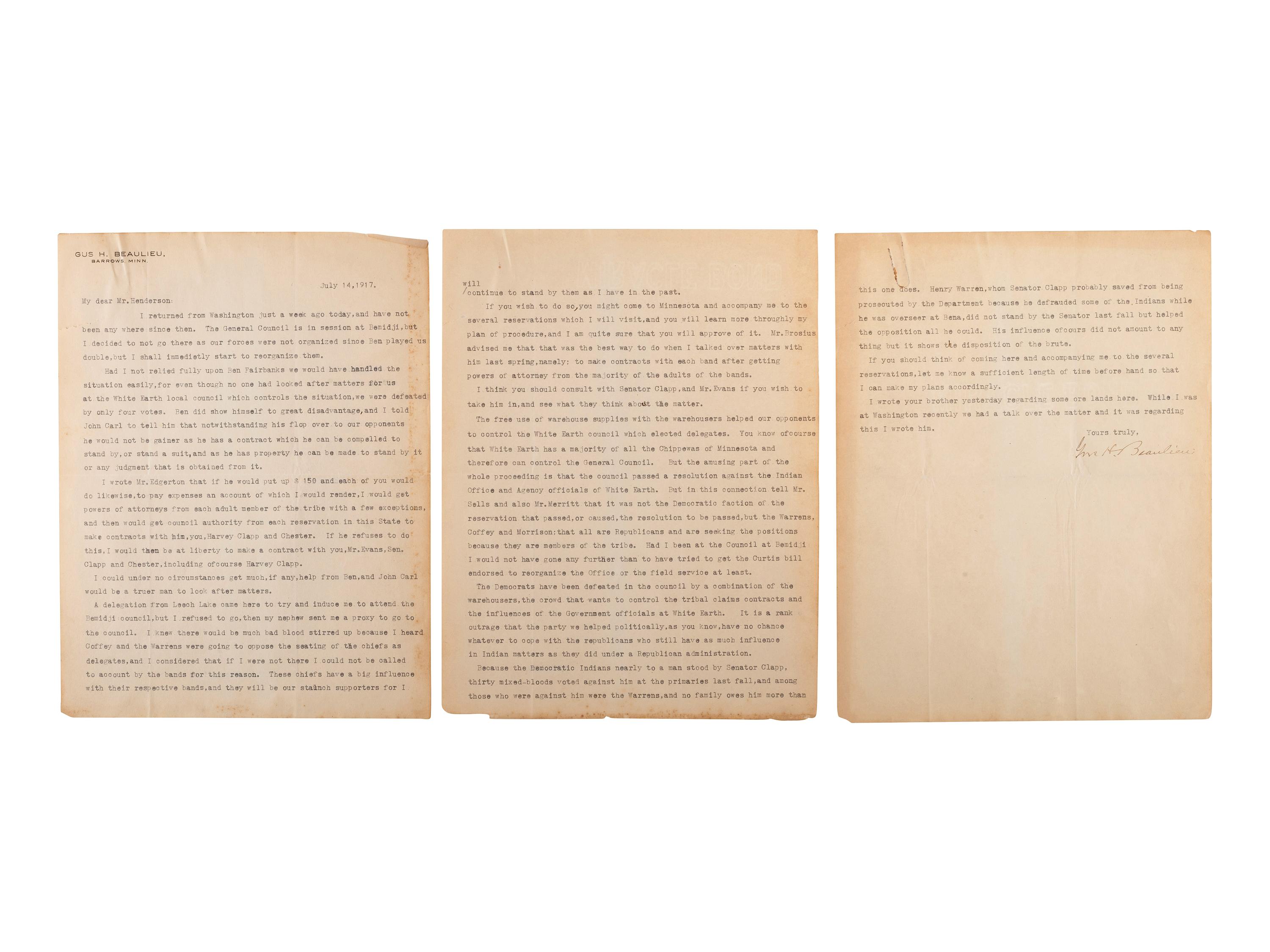 [NATIVE AMERICANS]. A collection of documents involving the Chippewa and Yankton Indians.