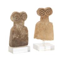 Two Syrian Stone Eye Idols Height of taller 1 3/8 inches. — CIRCA 4TH MILLENNIUM B.C.E.