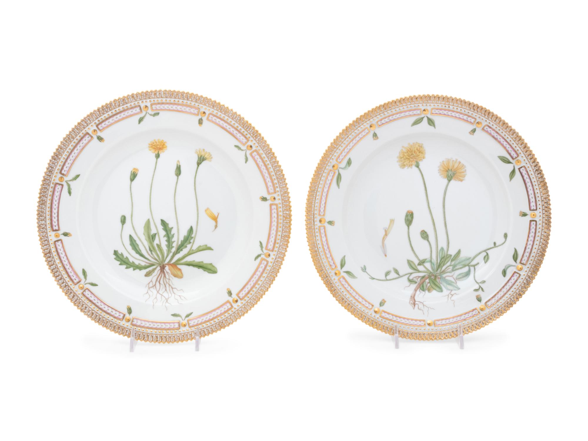 A Set of Twelve Royal Copenhagen Flora Danica Porcelain Dinner Plates