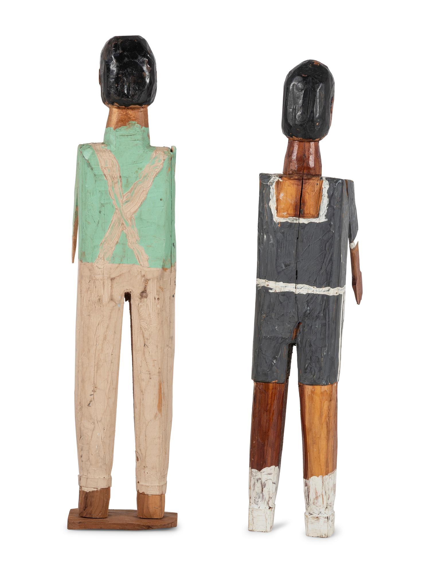 Two Folk Art Carved and Painted Wood Figures