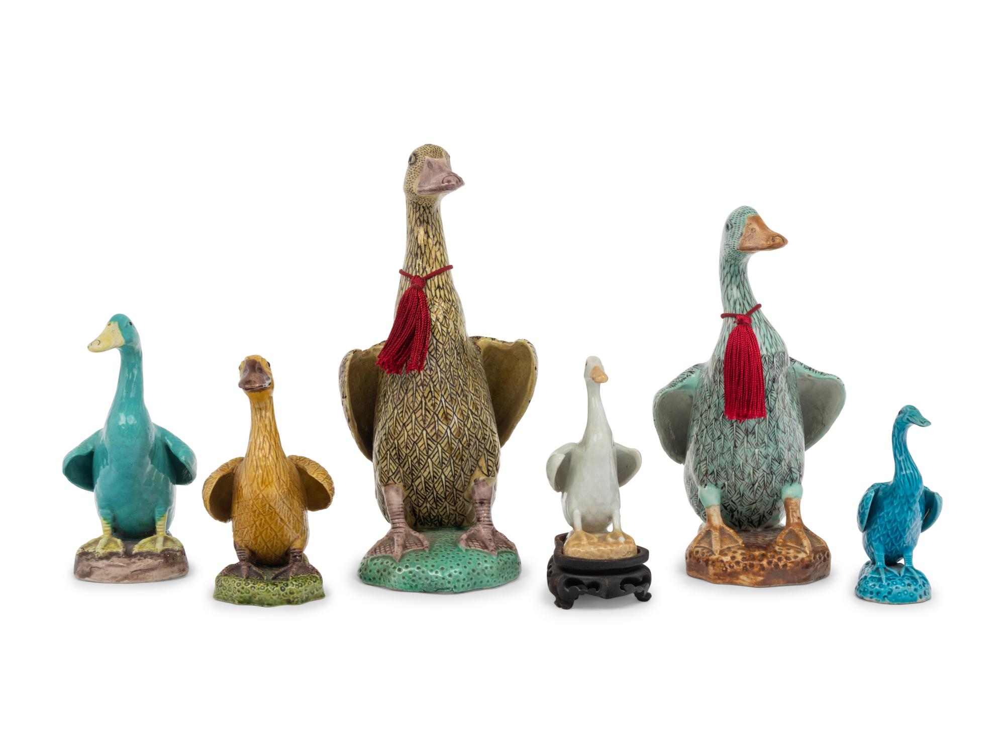 Six Chinese Porcelain Figures of Ducks