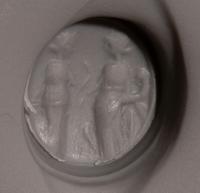 A Roman Gold and Carnelian Finger Ring with the Goddesses Ceres and Persephone