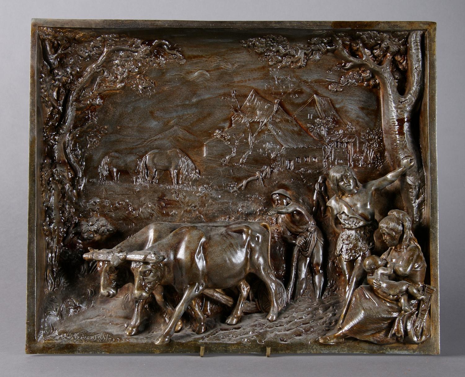 A Cast Metal Relief Plaque, Weisse, Height 12 1/2 x width 15 1/4 inches.