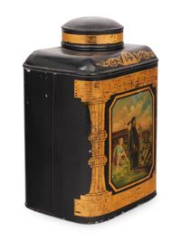 A Large English Tôle Tea Caddy