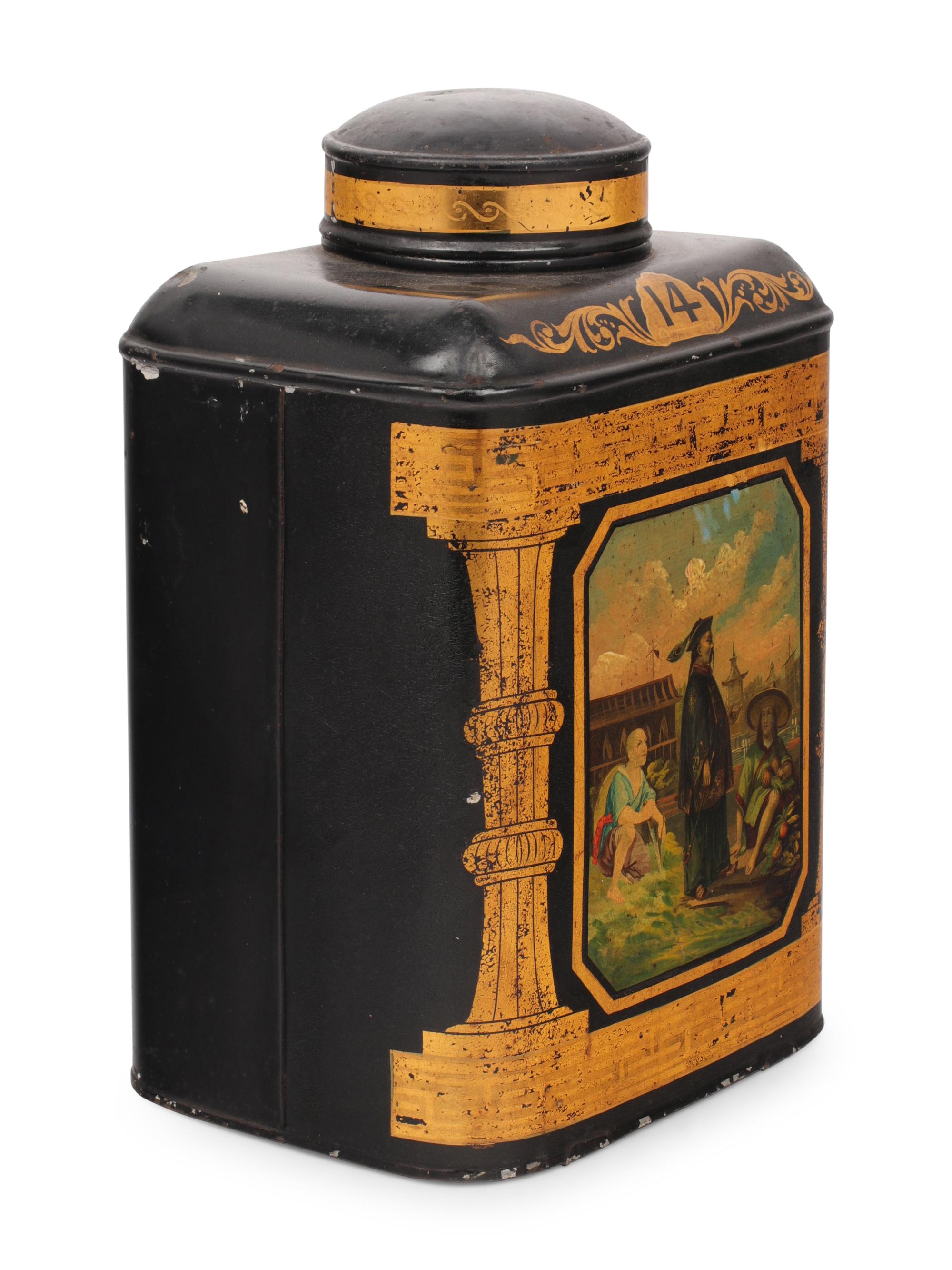 A Large English Tôle Tea Caddy