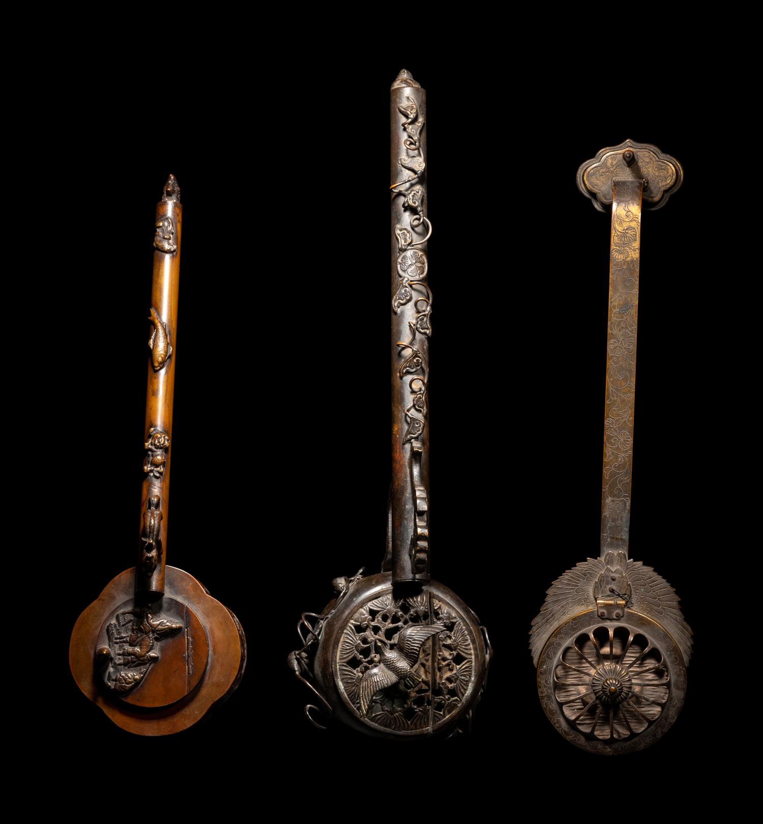 Three Japanese Bronze Incense Burners