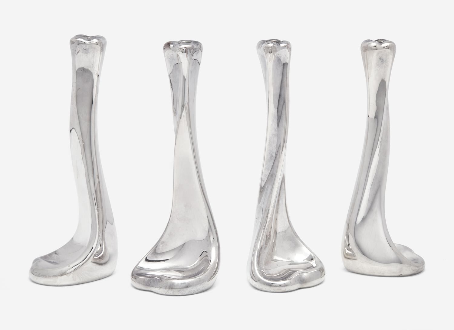 A Set of Four Tiffany and Co. Bone-Form Silver Candlesticks