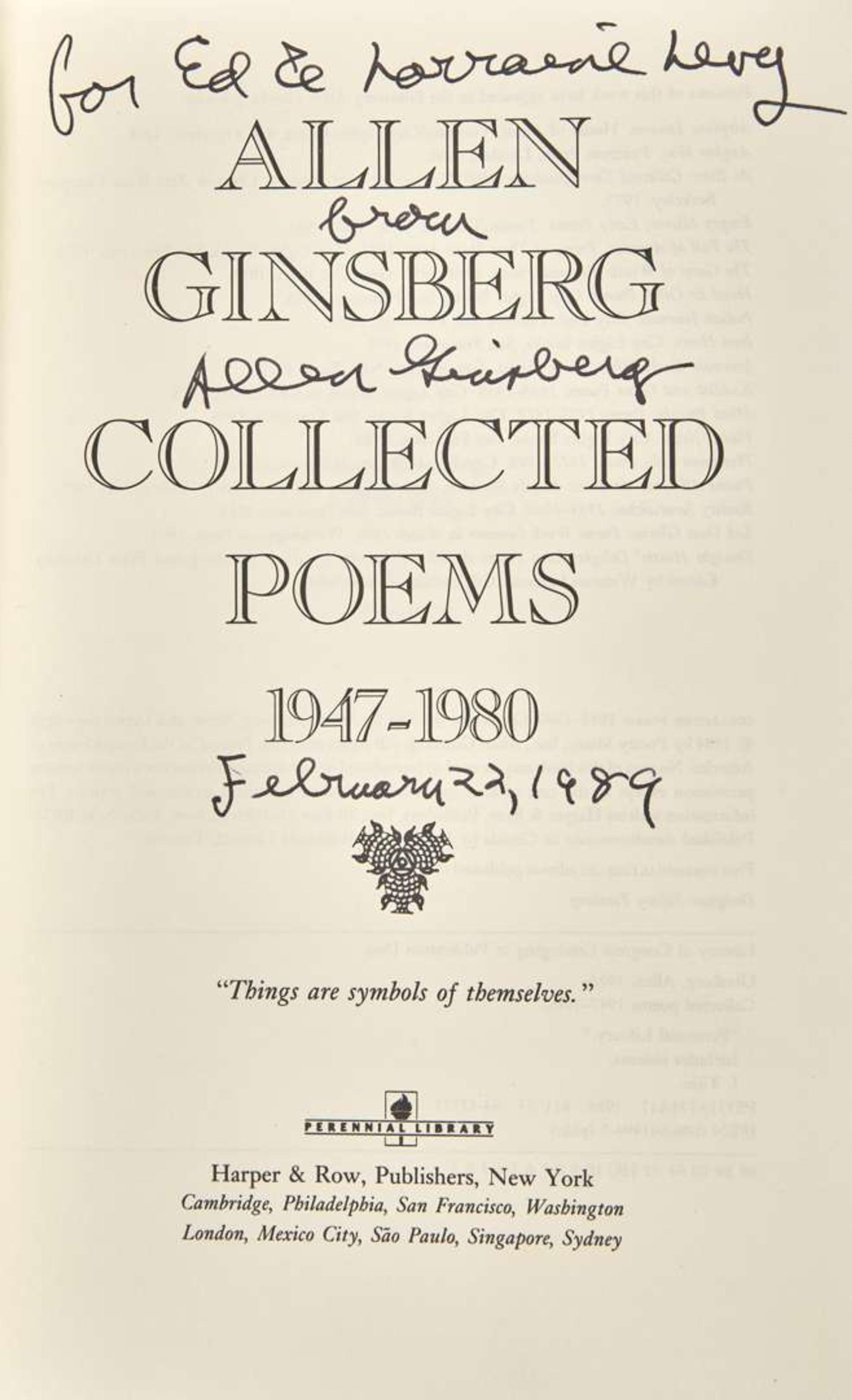 [Literature] Ginsberg, Allen: Group of Two Presentation Copies