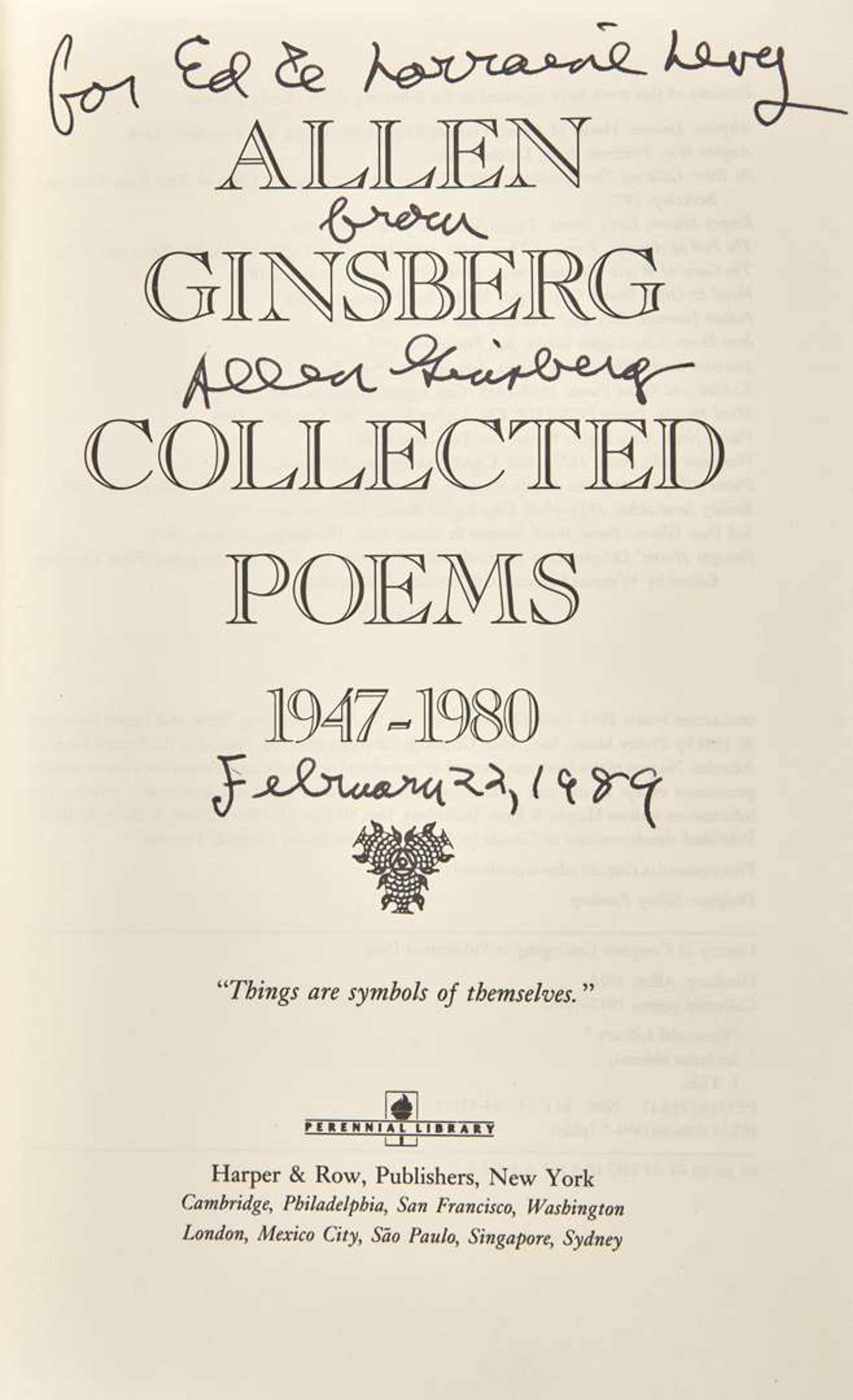 [Literature] Ginsberg, Allen: Group of Two Presentation Copies