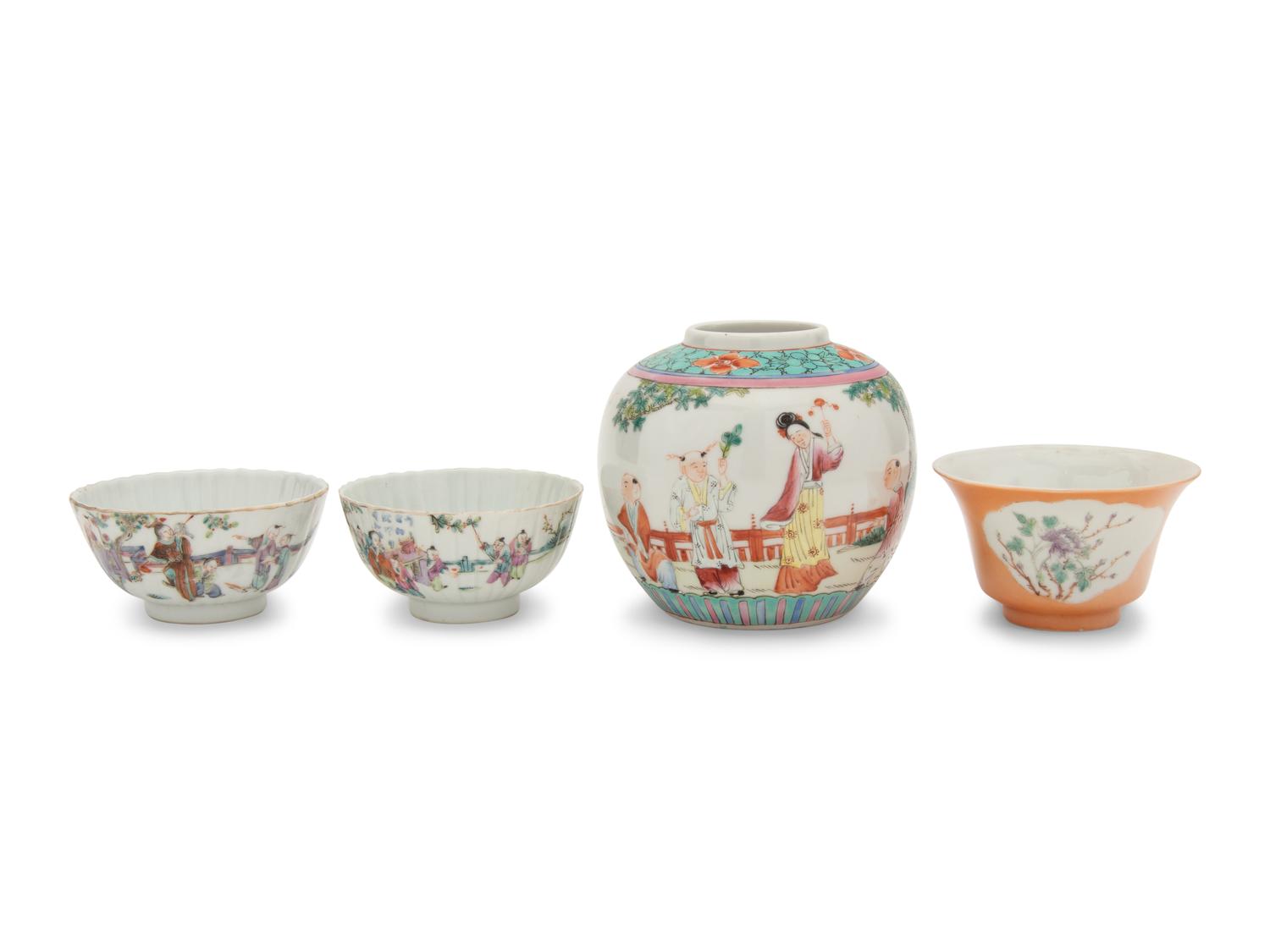 Four Chinese Famille Rose Porcelain Wares