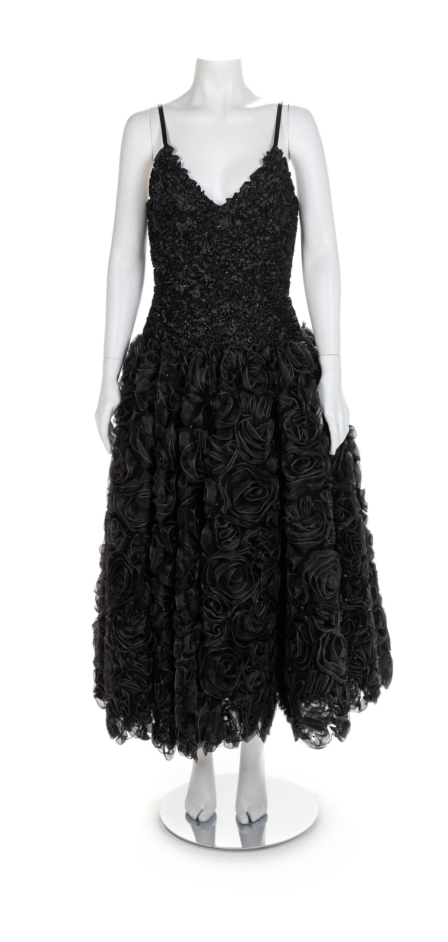 Isaac Mizrahi Black Ribbon Dress, 1980-90s Size label: 10