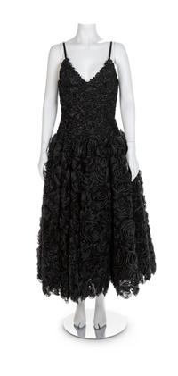 Isaac Mizrahi Black Ribbon Dress, 1980-90s Size label: 10