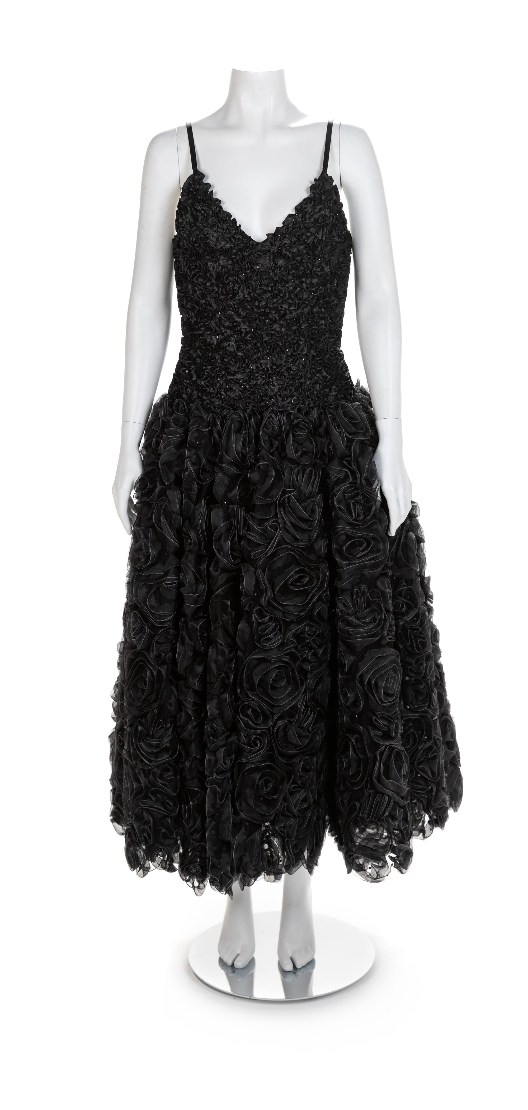Isaac Mizrahi Black Ribbon Dress, 1980-90s Size label: 10
