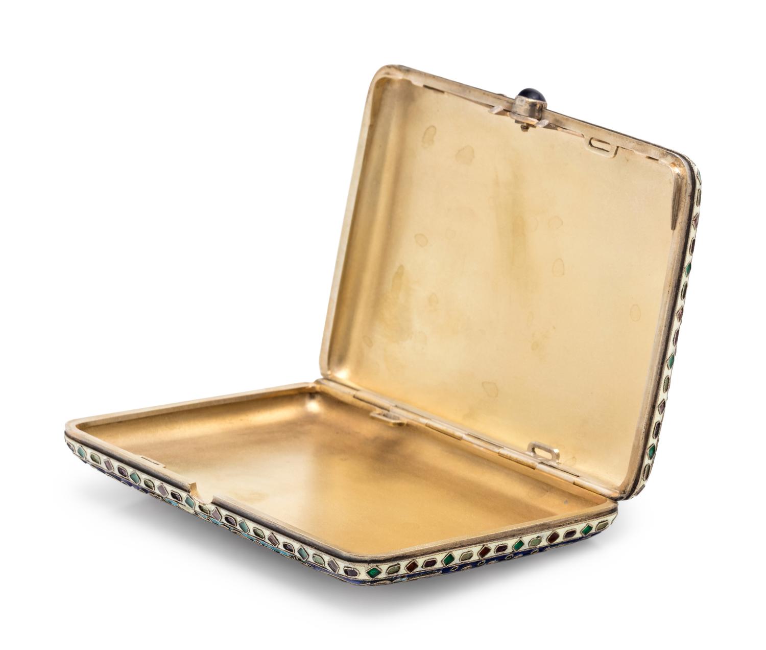 A Russian Silver and Enamel Cigarette Case