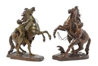 A Pair of Bronze Marly Horses Height of 17 inches. — AFTER GUILLAUME COUSTOU (FRENCH, 1677-1746)