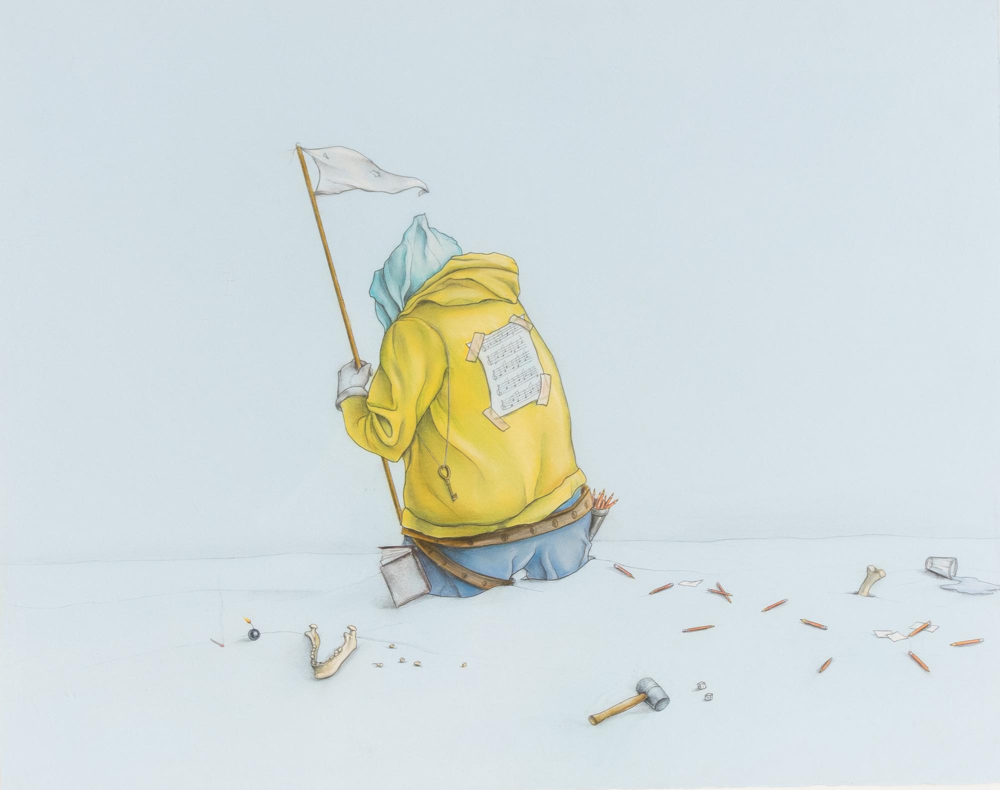 Figure in yellow jacket