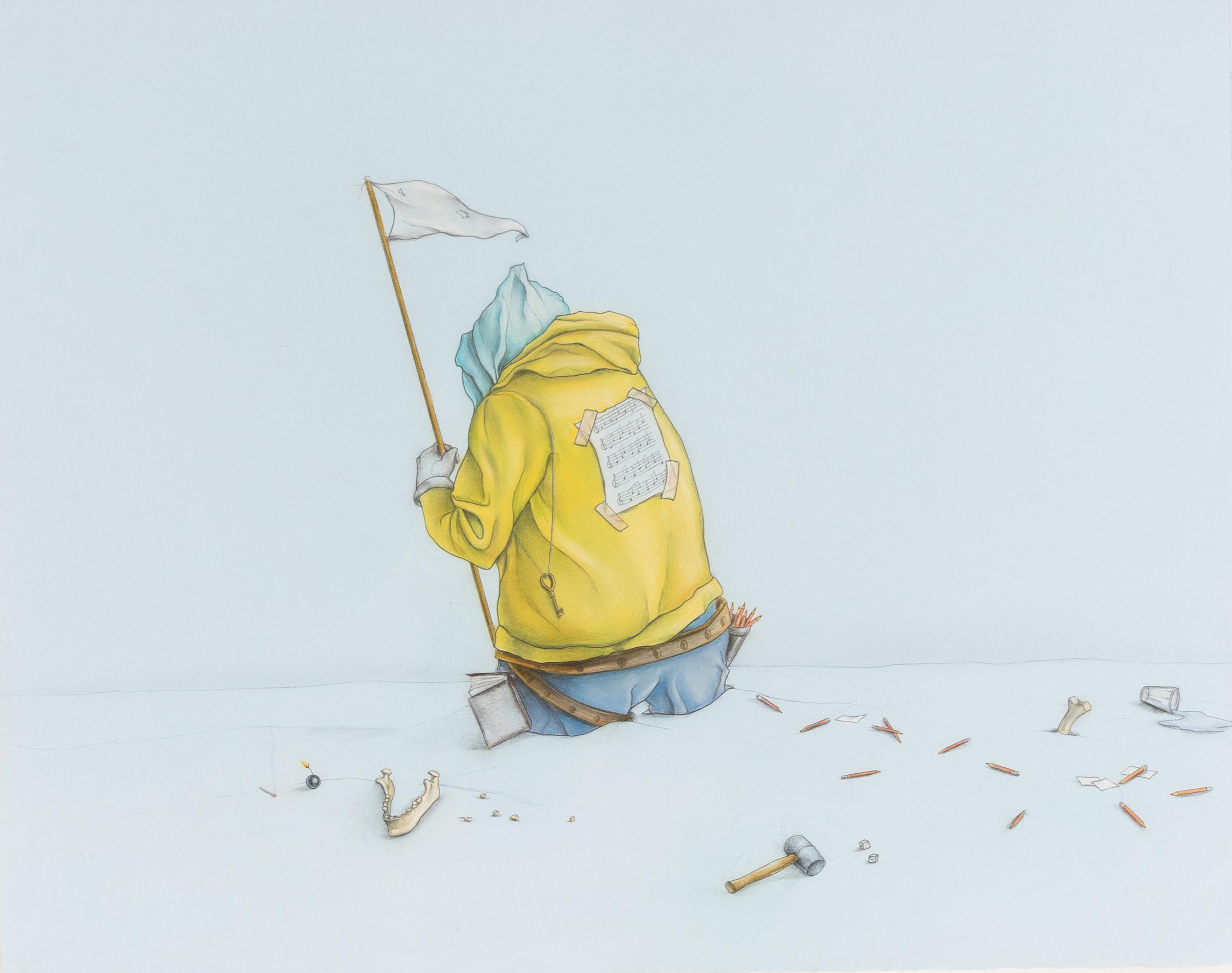 Figure in yellow jacket