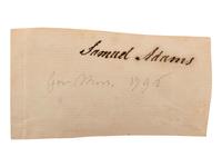 [FOUNDING FATHER]. ADAMS, Samuel (1722-1803). Clipped signature ("Samuel Adams"), n.p, n.d.