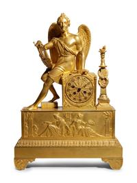 An Empire Gilt Bronze Figural Mantel Clock