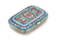 A Russian Enameled Silver Change Purse, Maker's Mark Cyrillic AS, Moscow, Late 19th/Early 20th Century, the case centered with a polych