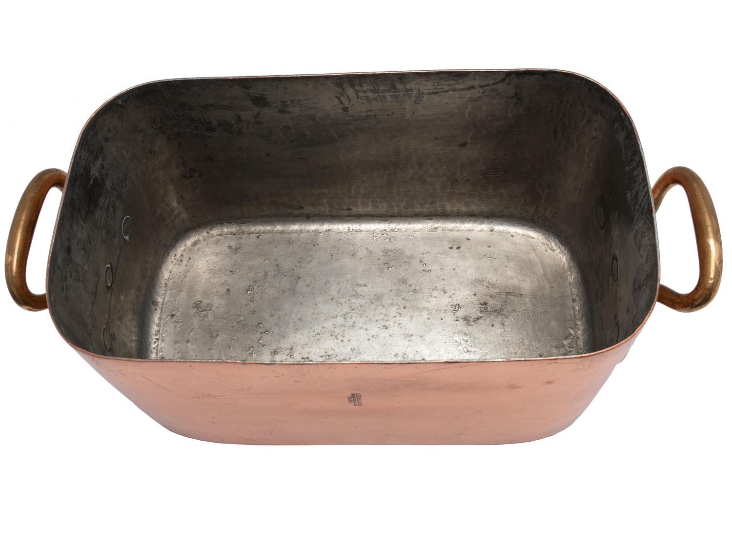 A French Copper Daubière with Brass Handles