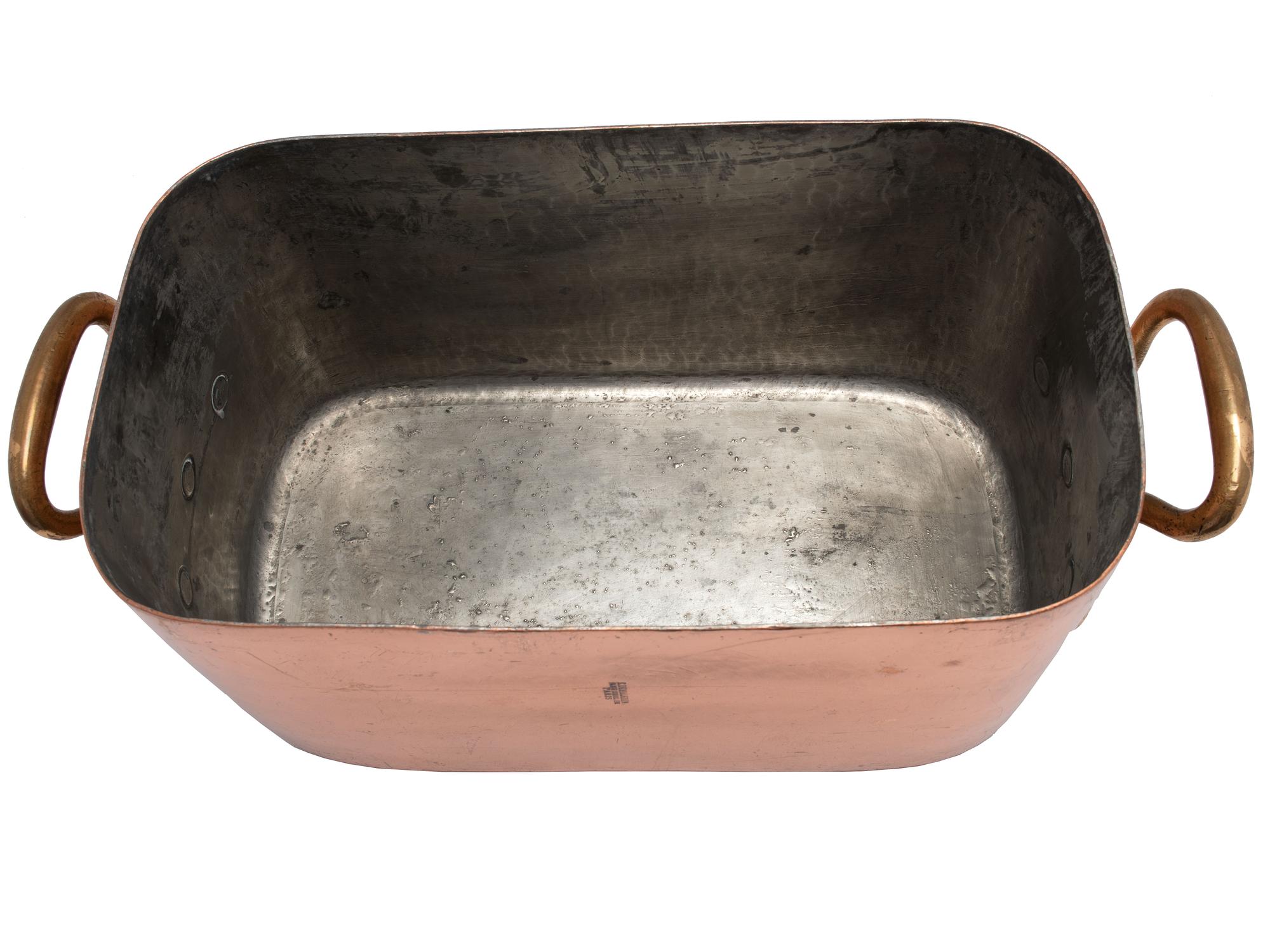 A French Copper Daubière with Brass Handles