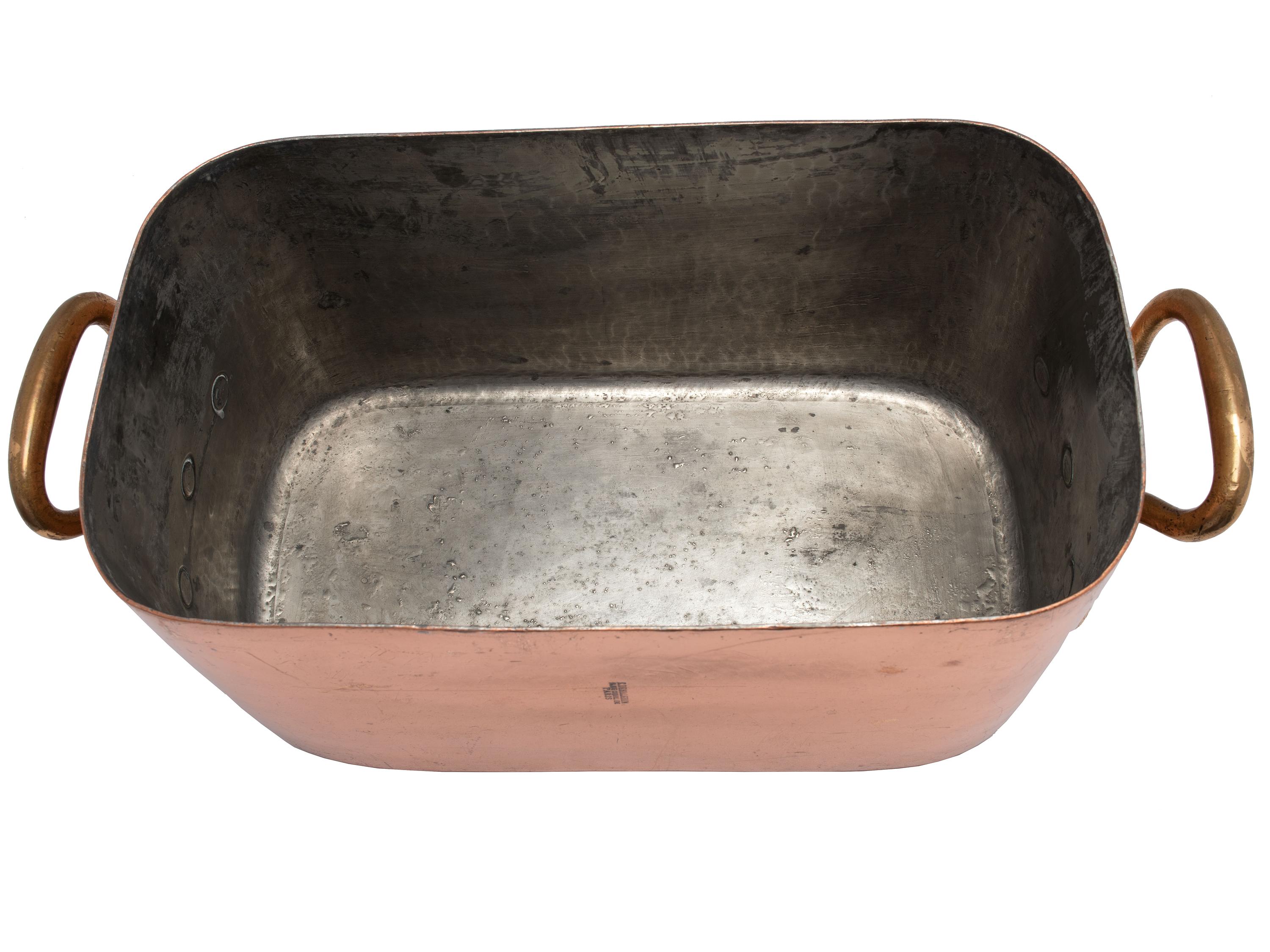 A French Copper Daubière with Brass Handles