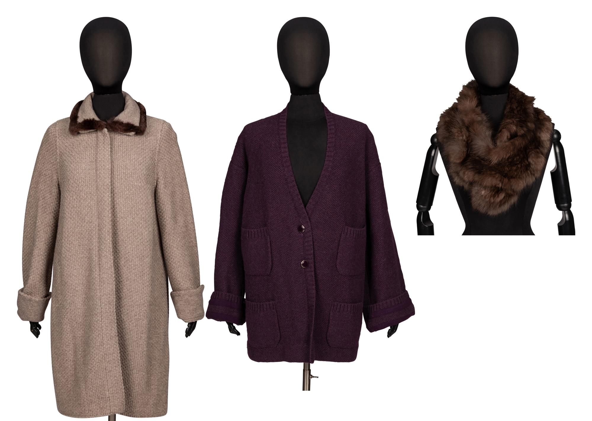Two Designer Cardigans & Sable Scarf, Loro Piana and Chanel