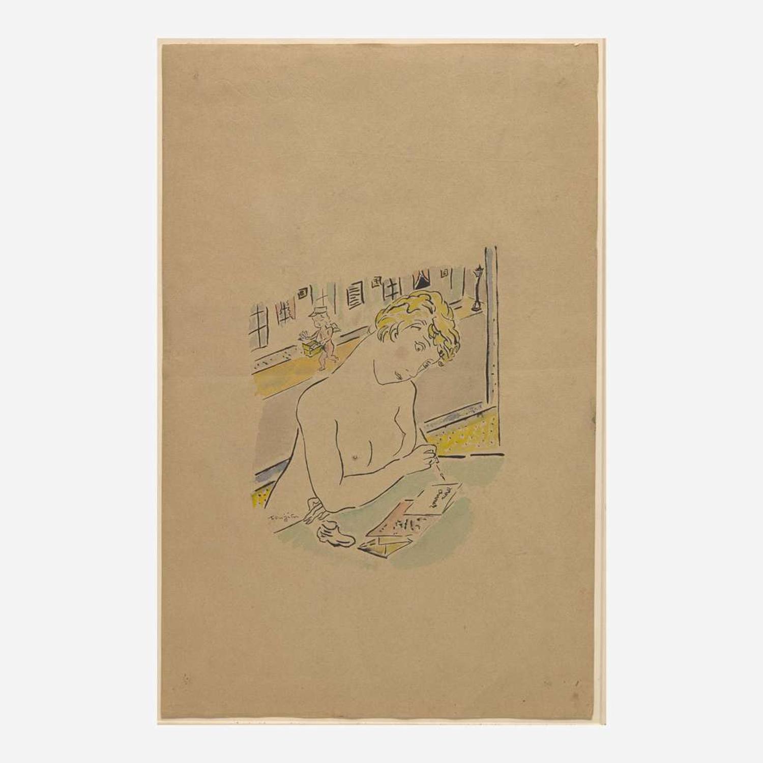 Léonard Tsuguharu Foujita (French/Japanese, 1886-1968) Young Girl at Writing Table