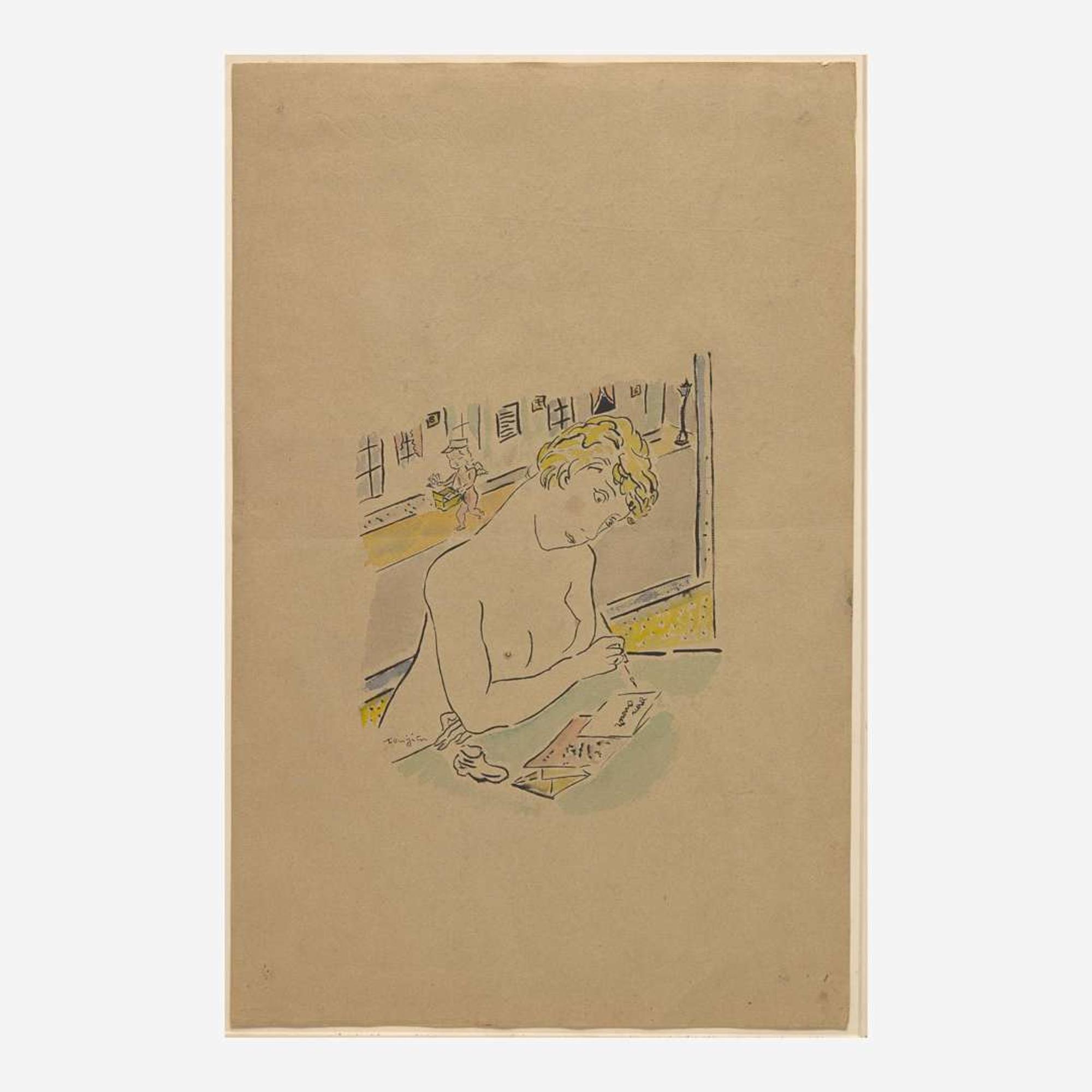 Léonard Tsuguharu Foujita (French/Japanese, 1886-1968) Young Girl at Writing Table