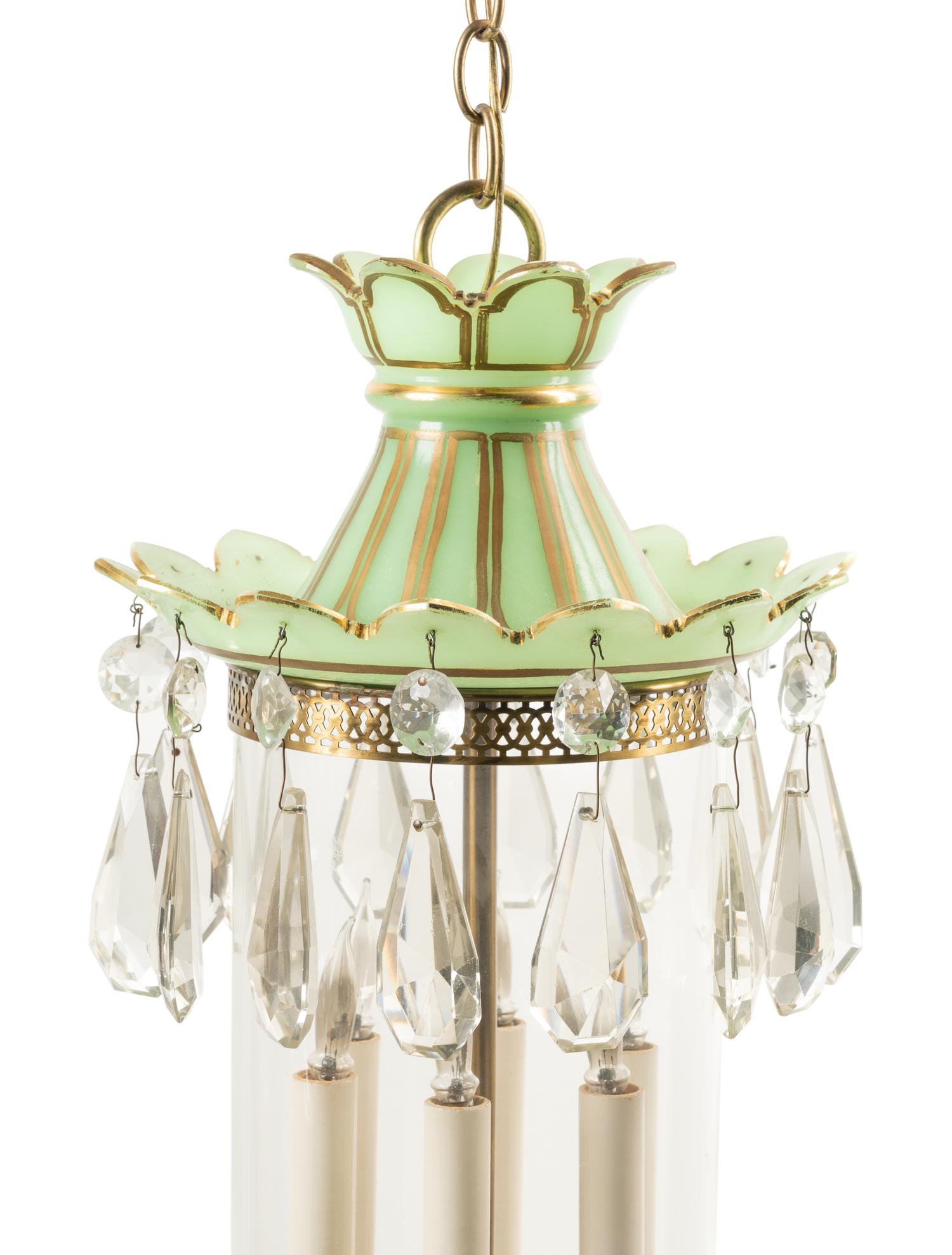 An Opaline Glass Hall Lantern