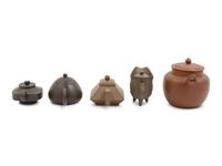 Five Chinese Yixing Zisha Pottery Teapots