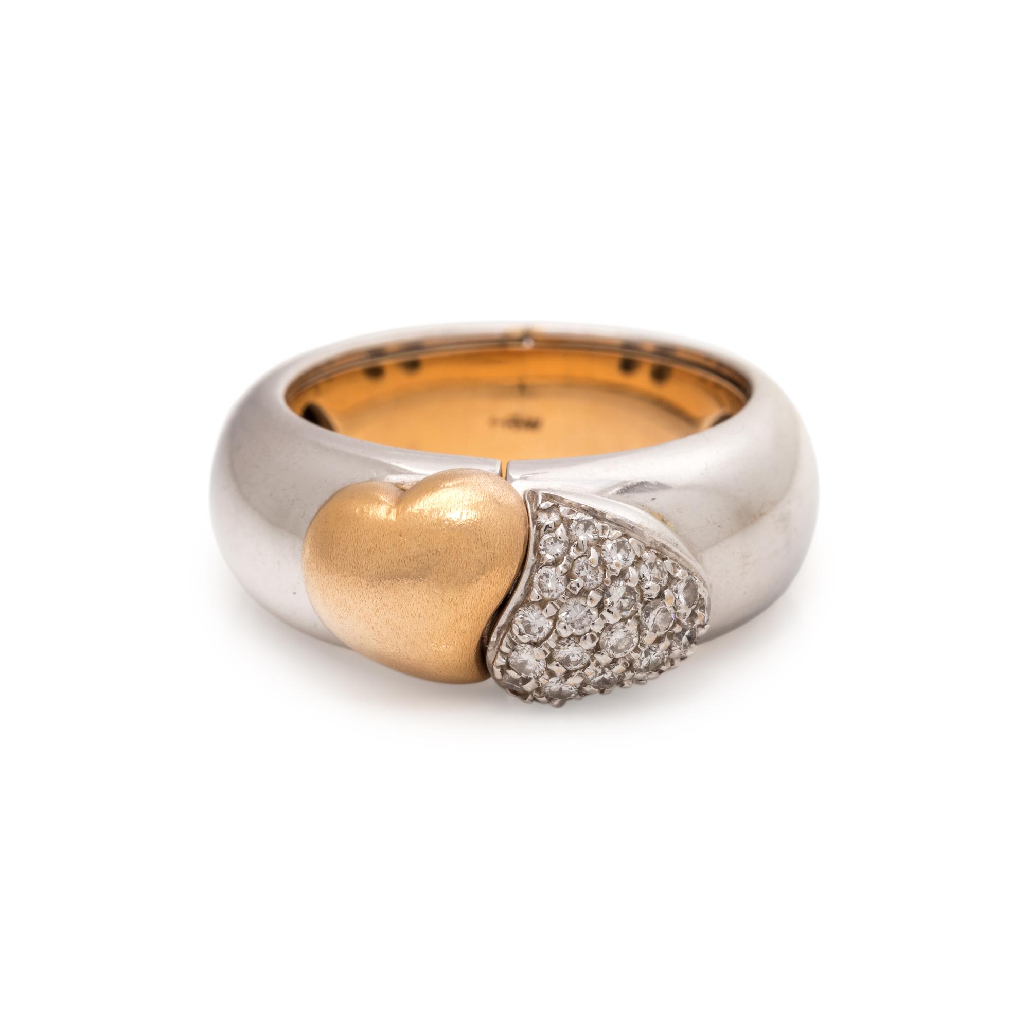 BICOLOR GOLD AND DIAMOND HEART 'I LOVE YOU' RING