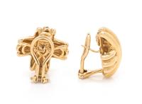 TIFFANY & CO., YELLOW GOLD 'X' EARCLIPS