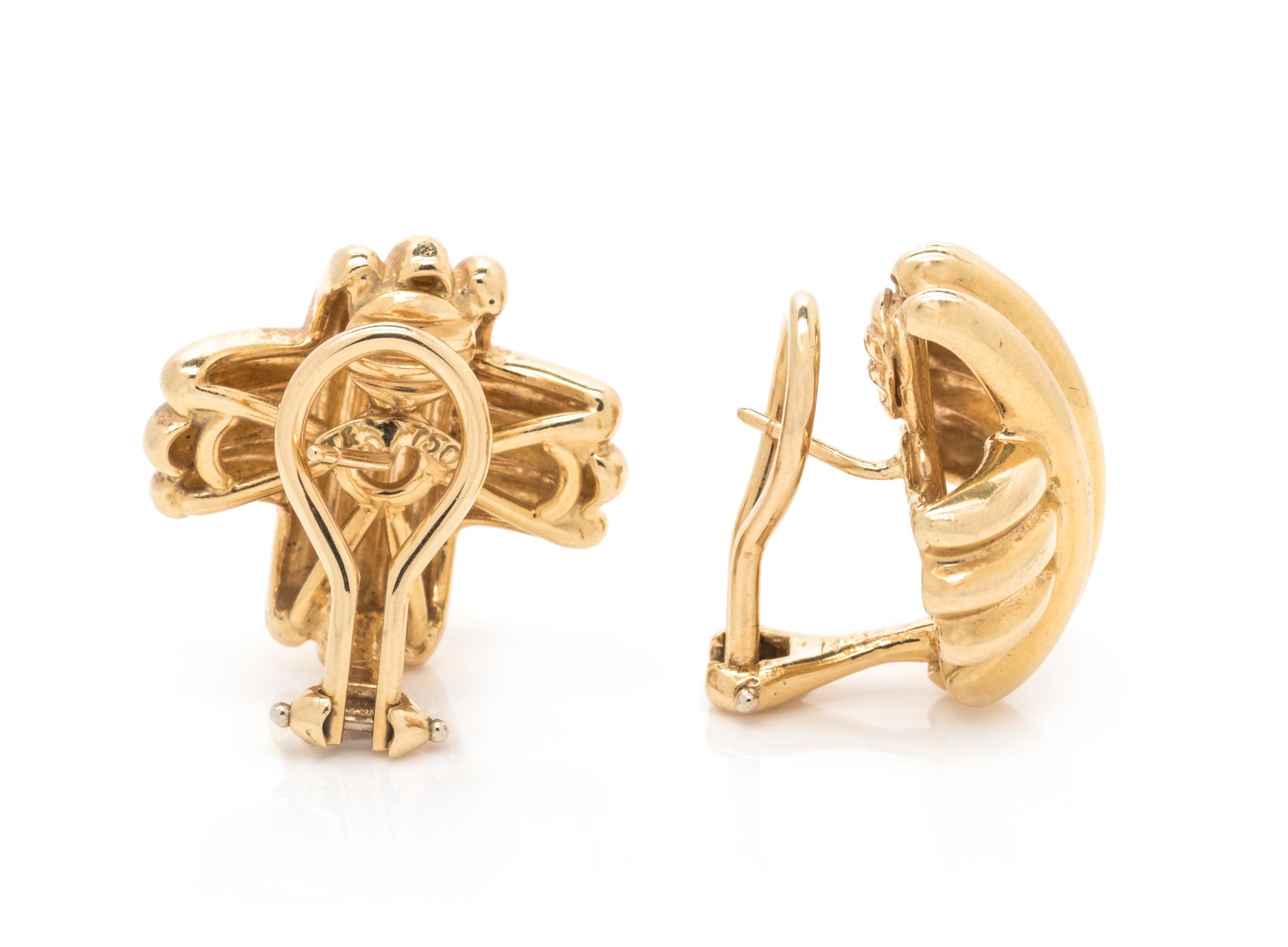 TIFFANY & CO., YELLOW GOLD 'X' EARCLIPS